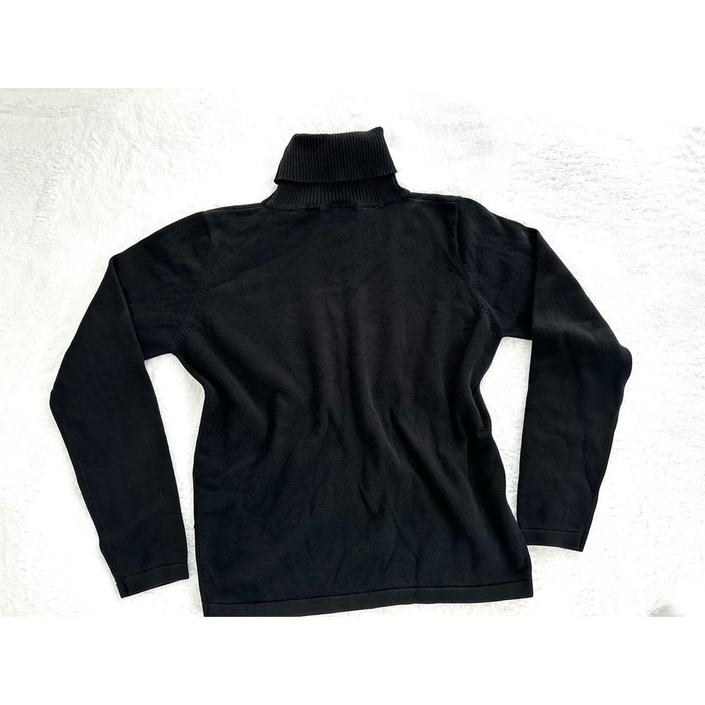 Vintage 90s Cotton Turtleneck Bridgetown Collection‎ Petite MP black cable knit